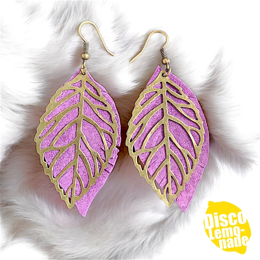 DISCOLEMONADE Upcycled Purple & Bronze 🧚‍♀️ Wing Feather Earrings